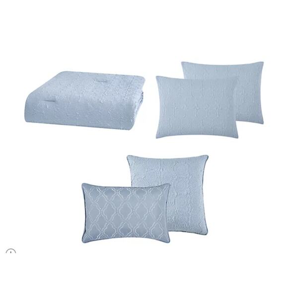 Style 212 Daisy Textured 5-Piece King Comforter Set Blue New bed in bag - Picture 3 of 11